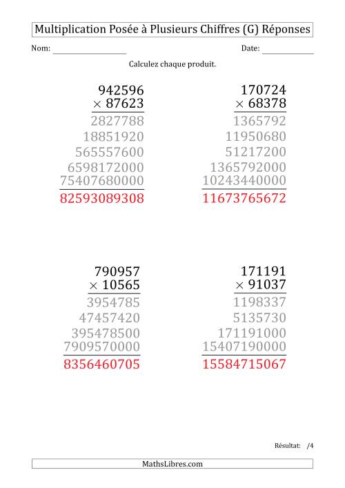 Multiplication d'un Nombre à 6 Chiffres par un Nombre à 5 Chiffres (Gros Caractère) (G) page 2