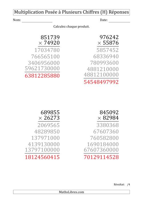 Multiplication d'un Nombre à 6 Chiffres par un Nombre à 5 Chiffres (Gros Caractère) (H) page 2