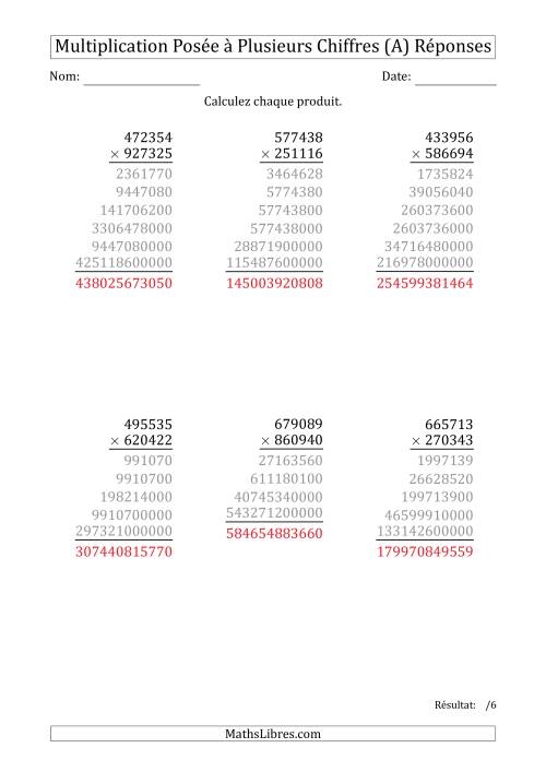 Multiplication d'un Nombre à 6 Chiffres par un Nombre à 6 Chiffres (A) page 2