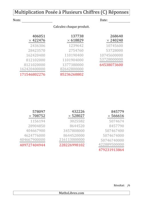 Multiplication d'un Nombre à 6 Chiffres par un Nombre à 6 Chiffres (C) page 2