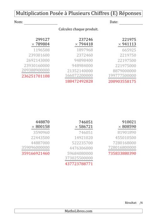 Multiplication d'un Nombre à 6 Chiffres par un Nombre à 6 Chiffres (E) page 2