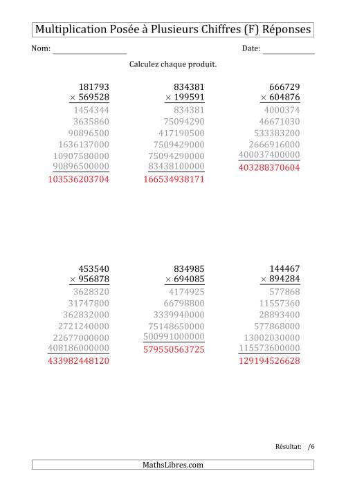Multiplication d'un Nombre à 6 Chiffres par un Nombre à 6 Chiffres (F) page 2