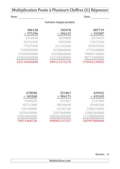 Multiplication d'un Nombre à 6 Chiffres par un Nombre à 6 Chiffres (G) page 2