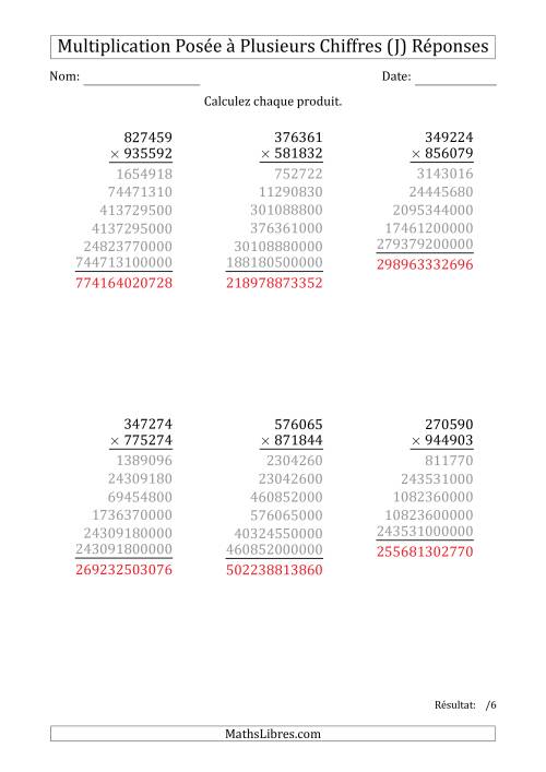 Multiplication d'un Nombre à 6 Chiffres par un Nombre à 6 Chiffres (J) page 2