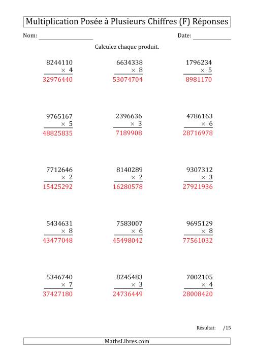 Multiplication d'un Nombre à 7 Chiffres par un Nombre à 1 Chiffre (F) page 2