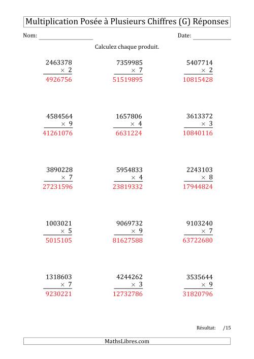 Multiplication d'un Nombre à 7 Chiffres par un Nombre à 1 Chiffre (G) page 2