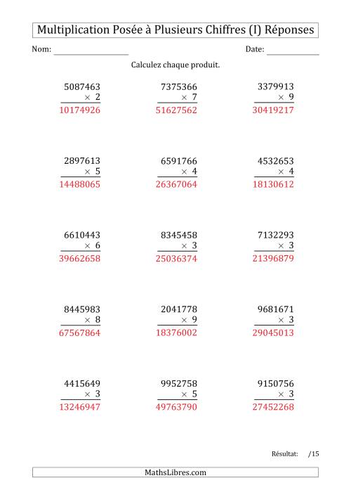Multiplication d'un Nombre à 7 Chiffres par un Nombre à 1 Chiffre (I) page 2