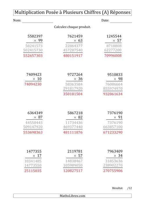 Multiplication d'un Nombre à 7 Chiffres par un Nombre à 2 Chiffres (A) page 2
