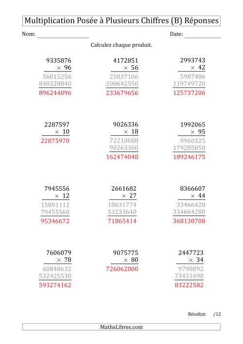 Multiplication d'un Nombre à 7 Chiffres par un Nombre à 2 Chiffres (B) page 2