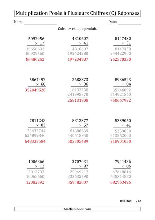 Multiplication d'un Nombre à 7 Chiffres par un Nombre à 2 Chiffres (C) page 2