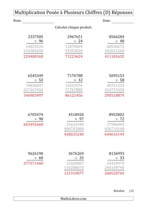 Multiplication d'un Nombre à 7 Chiffres par un Nombre à 2 Chiffres (D) page 2