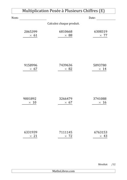 Multiplication d'un Nombre à 7 Chiffres par un Nombre à 2 Chiffres (E)
