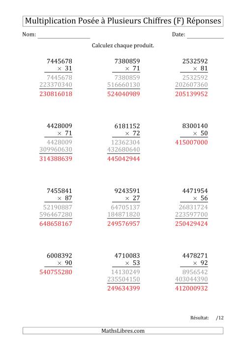 Multiplication d'un Nombre à 7 Chiffres par un Nombre à 2 Chiffres (F) page 2