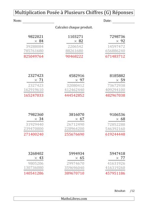Multiplication d'un Nombre à 7 Chiffres par un Nombre à 2 Chiffres (G) page 2