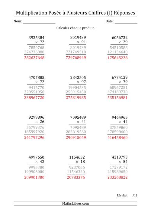 Multiplication d'un Nombre à 7 Chiffres par un Nombre à 2 Chiffres (I) page 2