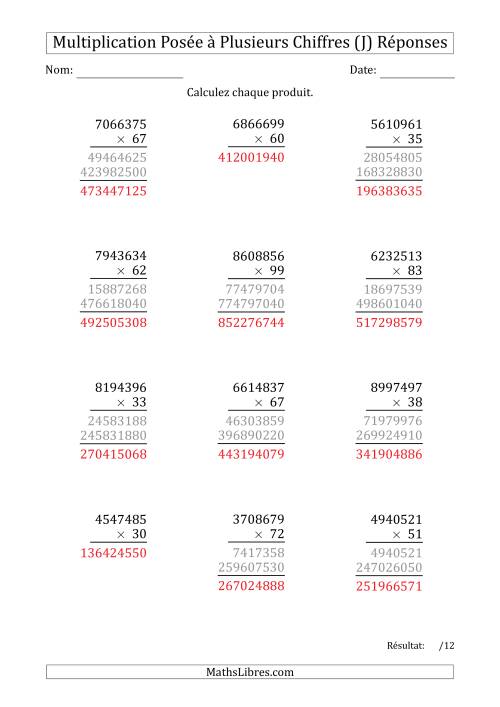 Multiplication d'un Nombre à 7 Chiffres par un Nombre à 2 Chiffres (J) page 2