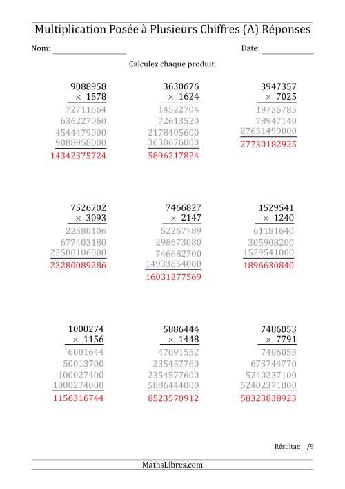 Multiplication d'un Nombre à 7 Chiffres par un Nombre à 4 Chiffres (A) page 2