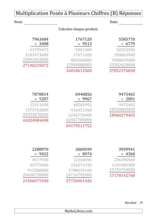 Multiplication d'un Nombre à 7 Chiffres par un Nombre à 4 Chiffres (B) page 2