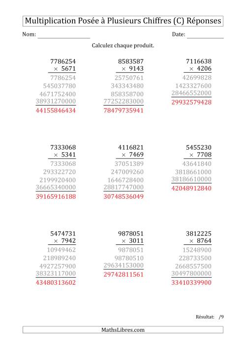 Multiplication d'un Nombre à 7 Chiffres par un Nombre à 4 Chiffres (C) page 2