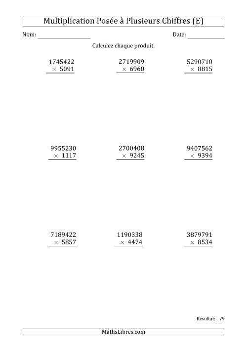 Multiplication d'un Nombre à 7 Chiffres par un Nombre à 4 Chiffres (E)