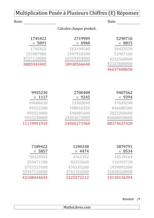 Multiplication d'un Nombre à 7 Chiffres par un Nombre à 4 Chiffres (E) page 2
