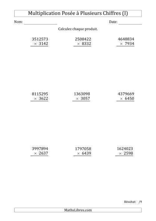 Multiplication d'un Nombre à 7 Chiffres par un Nombre à 4 Chiffres (I)
