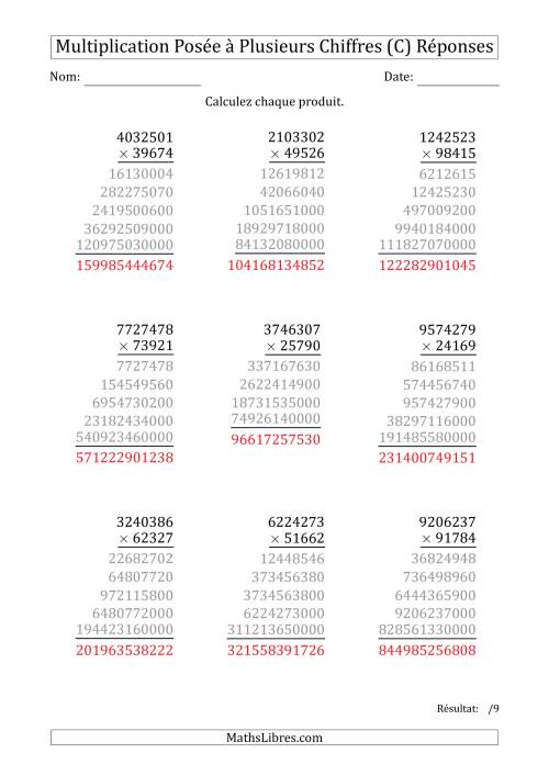 Multiplication d'un Nombre à 7 Chiffres par un Nombre à 5 Chiffres (C) page 2