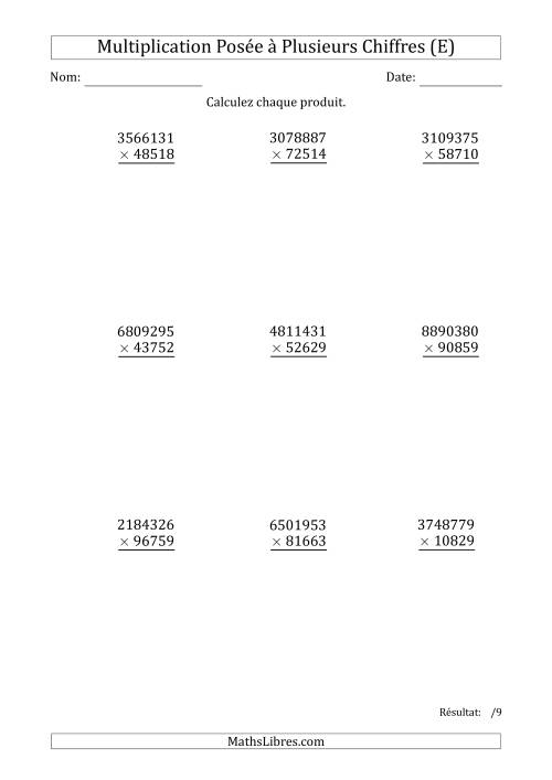 Multiplication d'un Nombre à 7 Chiffres par un Nombre à 5 Chiffres (E)