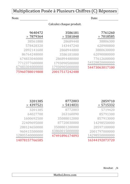 Multiplication d'un Nombre à 7 Chiffres par un Nombre à 7 Chiffres (C) page 2