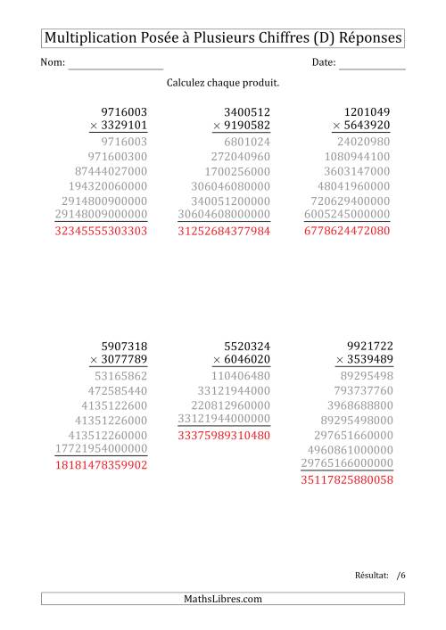 Multiplication d'un Nombre à 7 Chiffres par un Nombre à 7 Chiffres (D) page 2