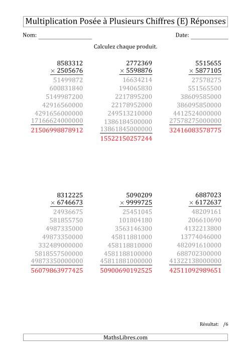 Multiplication d'un Nombre à 7 Chiffres par un Nombre à 7 Chiffres (E) page 2