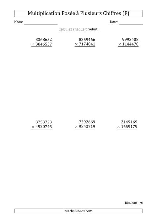 Multiplication d'un Nombre à 7 Chiffres par un Nombre à 7 Chiffres (F)