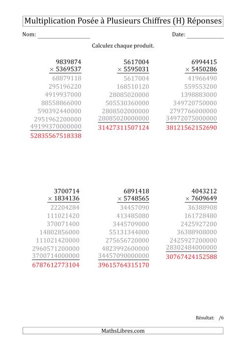 Multiplication d'un Nombre à 7 Chiffres par un Nombre à 7 Chiffres (H) page 2