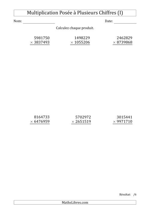 Multiplication d'un Nombre à 7 Chiffres par un Nombre à 7 Chiffres (I)