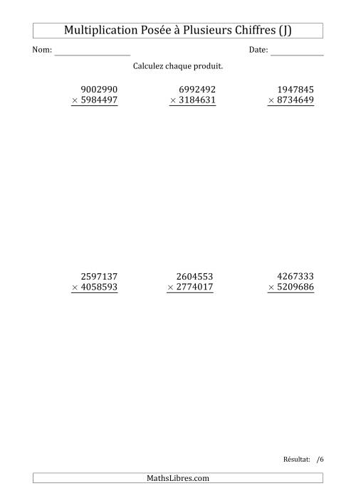 Multiplication d'un Nombre à 7 Chiffres par un Nombre à 7 Chiffres (J)