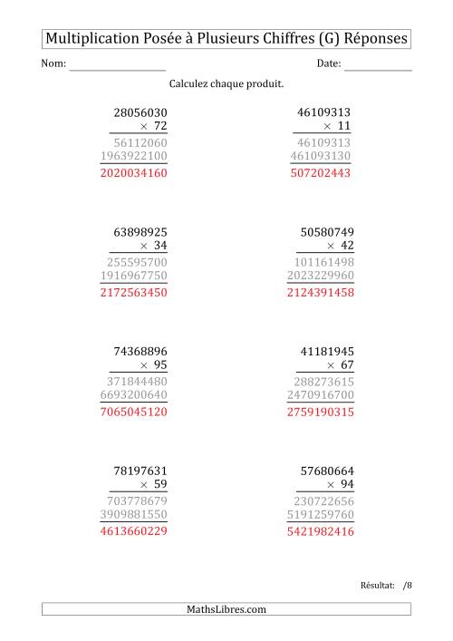Multiplication d'un Nombre à 8 Chiffres par un Nombre à 2 Chiffres (G) page 2