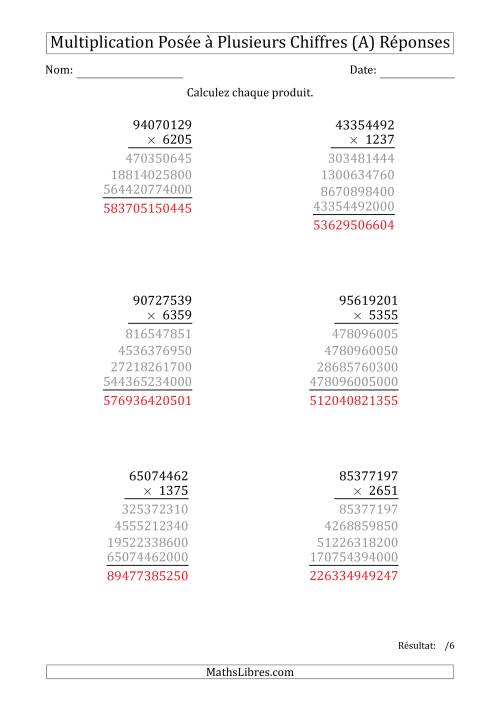 Multiplication d'un Nombre à 8 Chiffres par un Nombre à 4 Chiffres (A) page 2