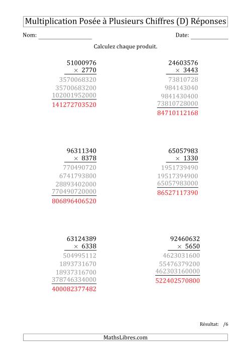 Multiplication d'un Nombre à 8 Chiffres par un Nombre à 4 Chiffres (D) page 2