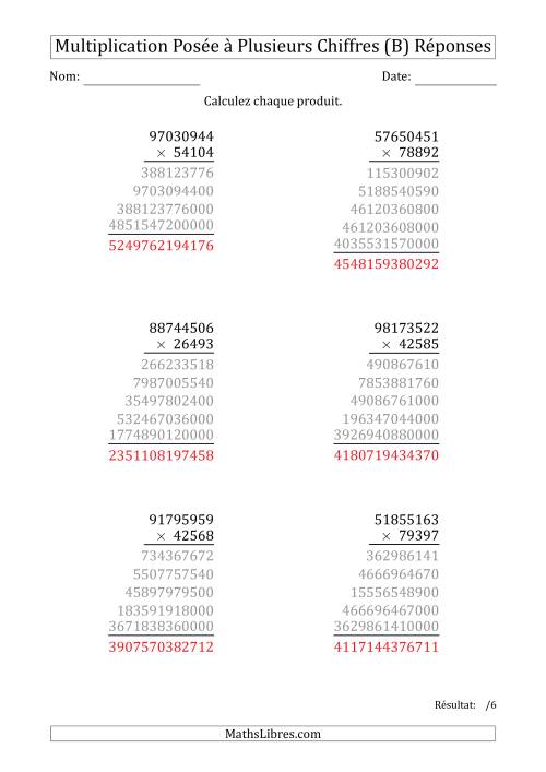 Multiplication d'un Nombre à 8 Chiffres par un Nombre à 5 Chiffres (B) page 2