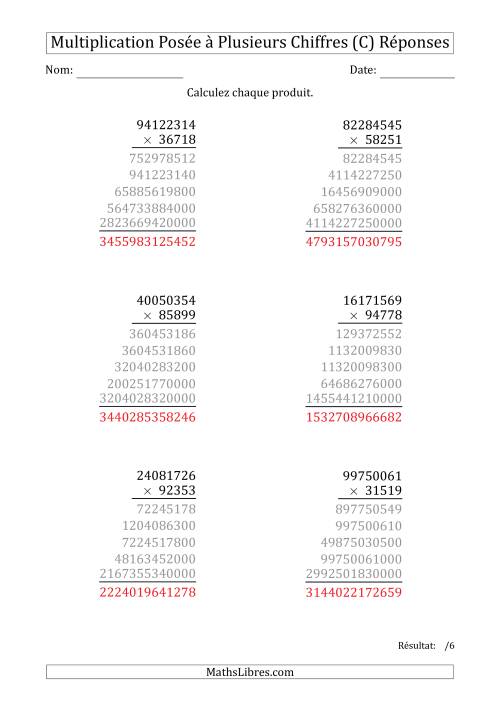 Multiplication d'un Nombre à 8 Chiffres par un Nombre à 5 Chiffres (C) page 2