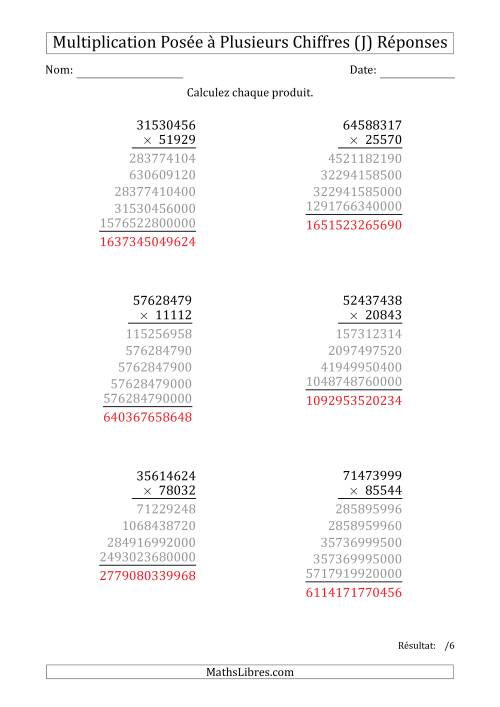 Multiplication d'un Nombre à 8 Chiffres par un Nombre à 5 Chiffres (J) page 2