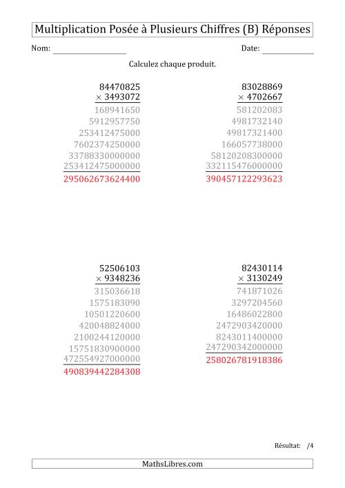 Multiplication d'un Nombre à 8 Chiffres par un Nombre à 7 Chiffres (B) page 2