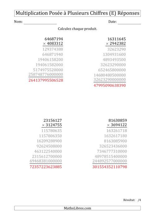Multiplication d'un Nombre à 8 Chiffres par un Nombre à 7 Chiffres (E) page 2