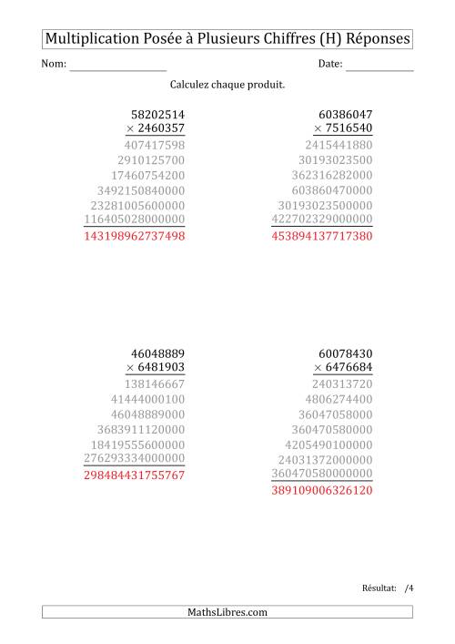 Multiplication d'un Nombre à 8 Chiffres par un Nombre à 7 Chiffres (H) page 2