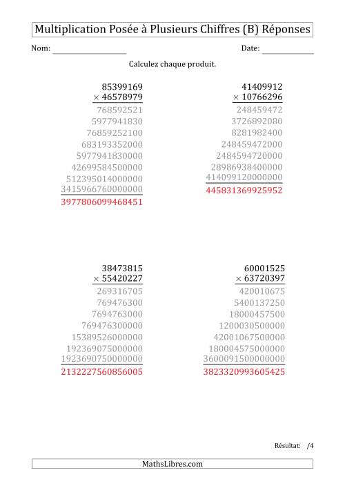 Multiplication d'un Nombre à 8 Chiffres par un Nombre à 8 Chiffres (B) page 2