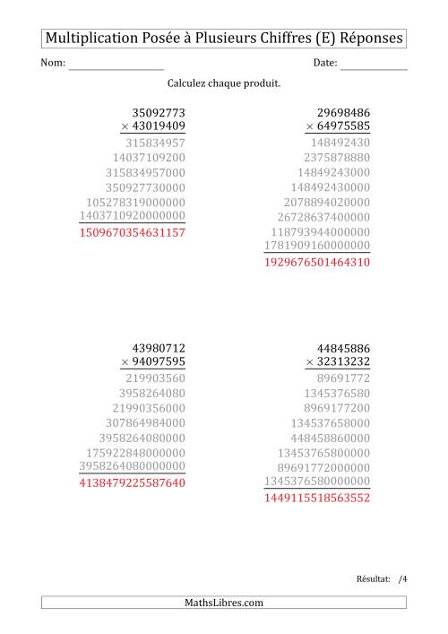 Multiplication d'un Nombre à 8 Chiffres par un Nombre à 8 Chiffres (E) page 2