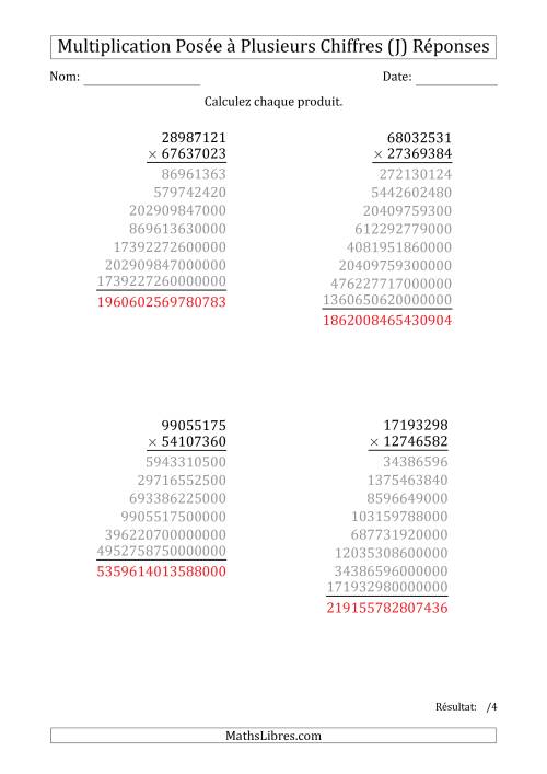 Multiplication d'un Nombre à 8 Chiffres par un Nombre à 8 Chiffres (J) page 2