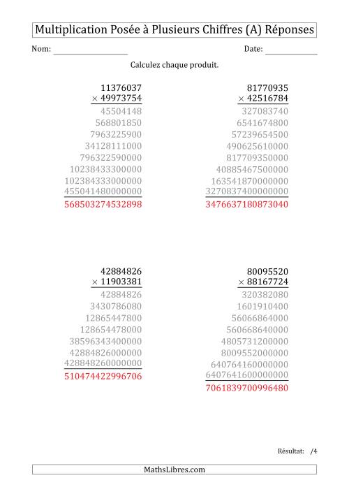 Multiplication d'un Nombre à 8 Chiffres par un Nombre à 8 Chiffres (Tout) page 2