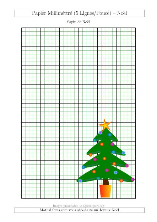 Papier Milliméttré avec un Sapin de Noël (5 Lignes/Pouce) (A)