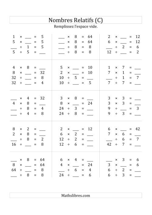 Multiplication & la Division des Nombres Relatifs Jusqu'à 64 (C)
